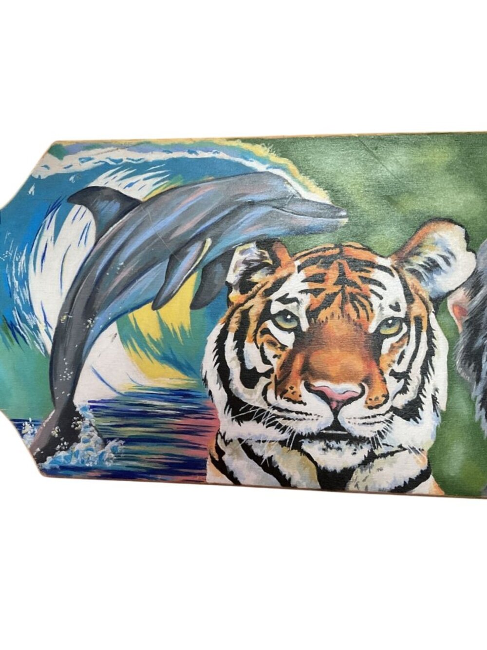 Hand Painted Wild Animals Skateboard Signed by Carlie Meyers Longboard 39" x 9.5 - Picture 3 of 6